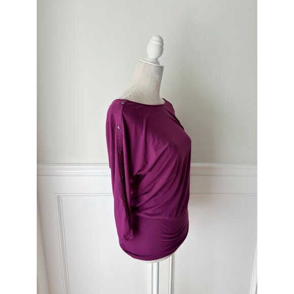 White House Black Market Fuchsia Stretch Jersey Dolman Top S - Picture 2 of 5